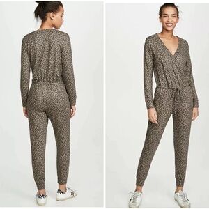 SUNDRY Leopard Print Wrap Jumpsuit $246 Mink Brown
